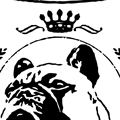 French Bulldog sword and shield emblem retro