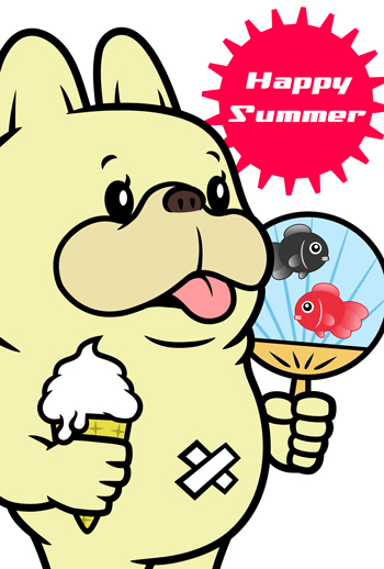 ハッピーサマー フレンチブルドッグ - イラスト