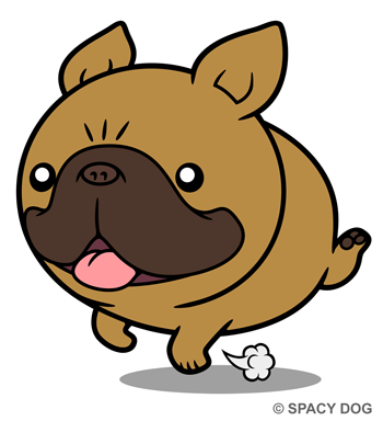 かけっこ中のフレンチブルドッグのイラスト