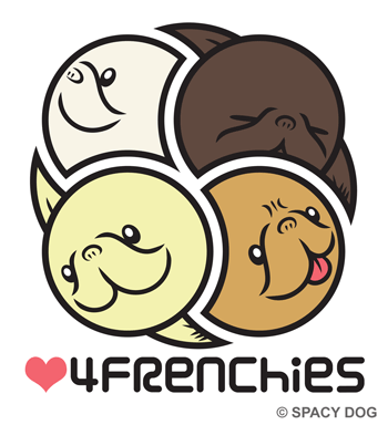 フレンチブルドッグのイラスト 4Frenchiesのロゴ