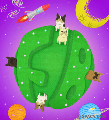 フレンチブルドッグが暮らす惑星のイラスト