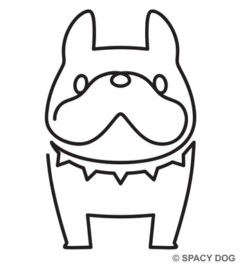 フレンチブルドッグのひと筆書き風のロゴイラスト