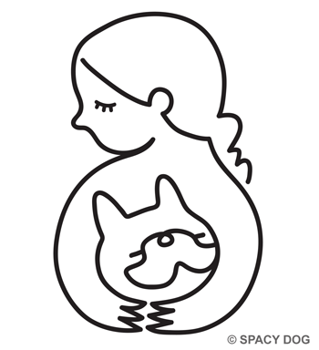 フレンチブルドッグ ママのひと筆書き風のイラスト