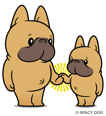 手をつなぐスペイシードッグ