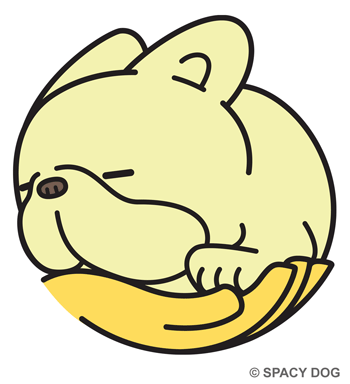 手のひらで眠るフレンチブルドッグのイラスト