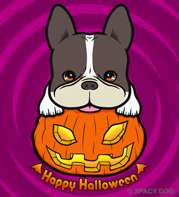 ハッピーハロウィンのフレンチブルドッグのイラスト