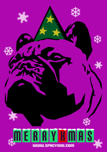 フレンチブルドッグ クリスマスカード イラスト