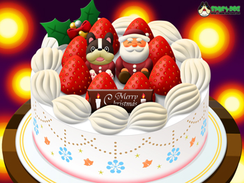 フレンチブルドッグとサンタのクリスマスケーキ
